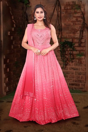 Shaded Pink  Greorgette /Chiffon Gown